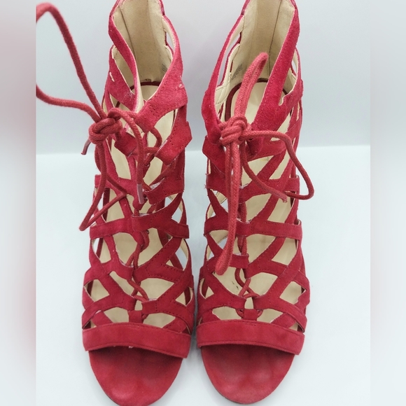 Nine West Red Suede authority Lace Pumps 8.5 - Picture 3 of 8